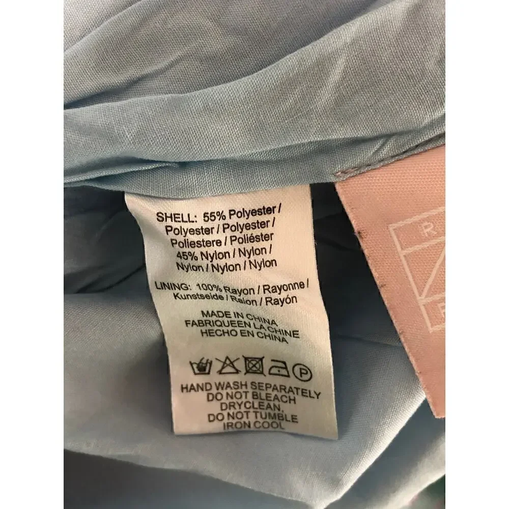 Sau Lee Jen Dress Satin Floral Jacquard Long Sleeve Square Neck Mini Blue Size 0